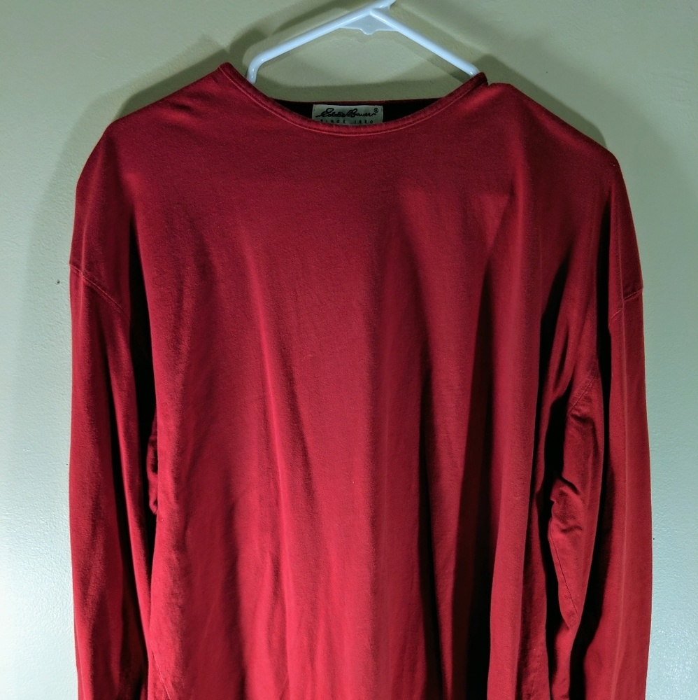 Vintage Eddie Bauer Crew Neck Red Long Sleeve Tee